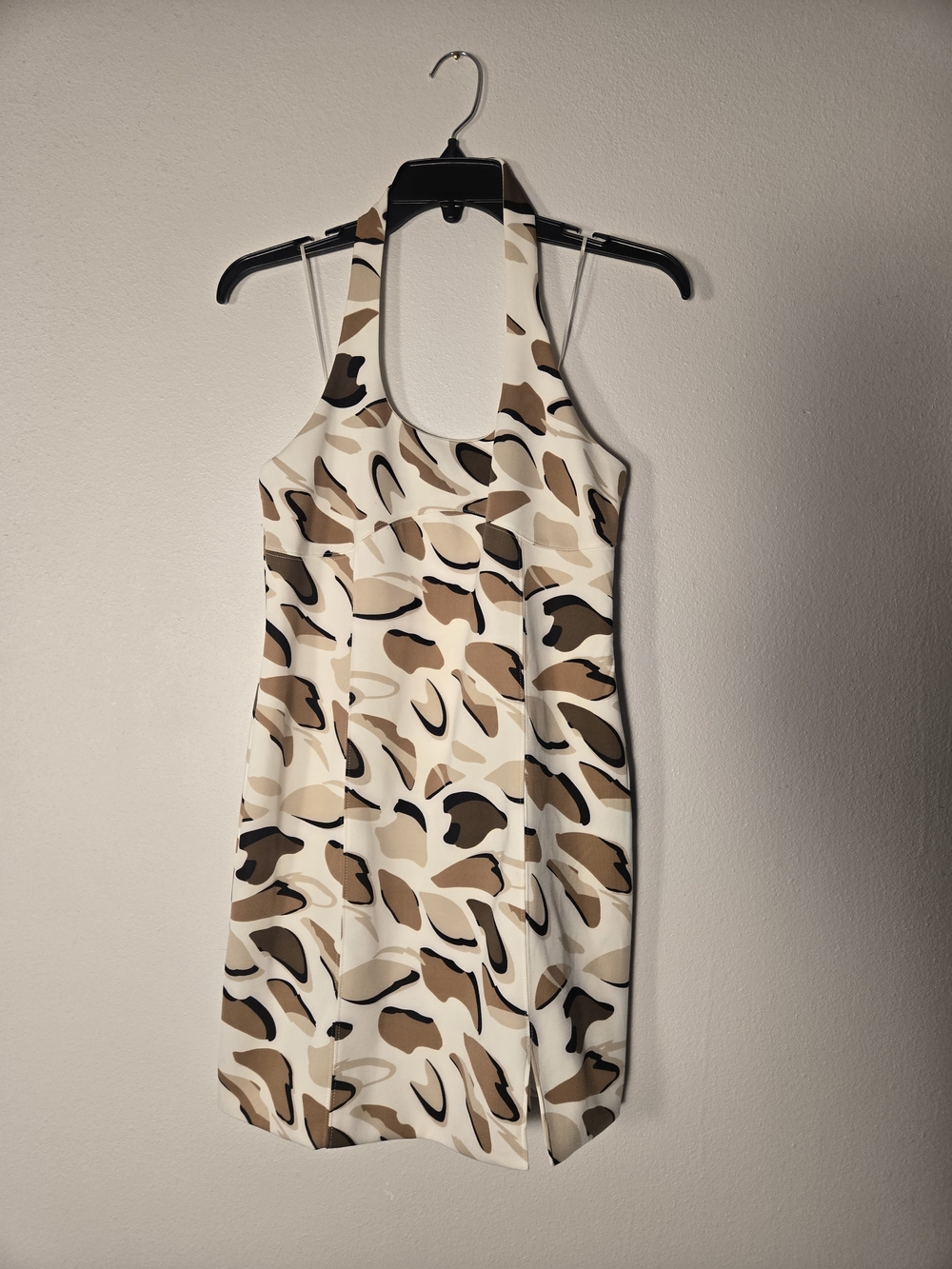BOLD elements Beige & Brown Camouflage Halter Mini Dress